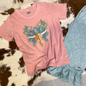 Turquoise Steer and Rose Tee *Pre Order*
